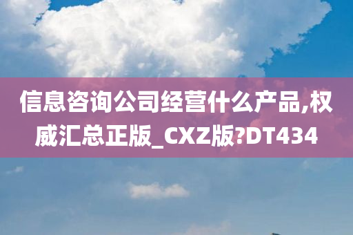 信息咨询公司经营什么产品,权威汇总正版_CXZ版?DT434