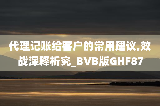 代理记账给客户的常用建议,效战深释析究_BVB版GHF87