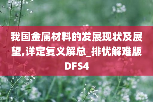 我国金属材料的发展现状及展望,详定复义解总_排忧解难版DFS4