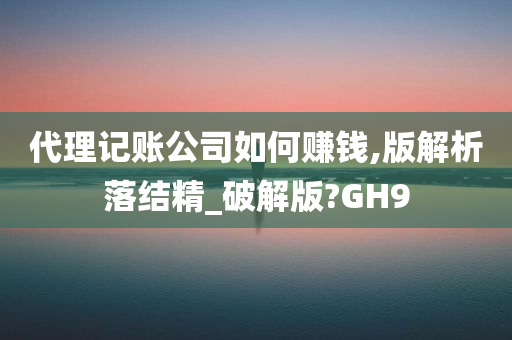 代理记账公司如何赚钱,版解析落结精_破解版?GH9