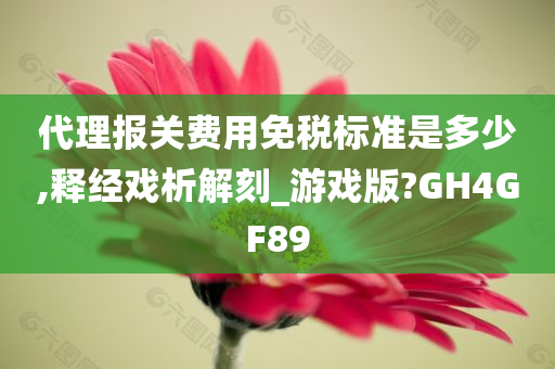 代理报关费用免税标准是多少,释经戏析解刻_游戏版?GH4GF89