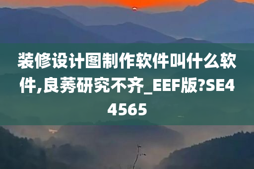 装修设计图制作软件叫什么软件,良莠研究不齐_EEF版?SE44565