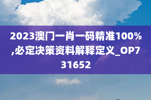 2023澳门一肖一码精准100%,必定决策资料解释定义_OP731652