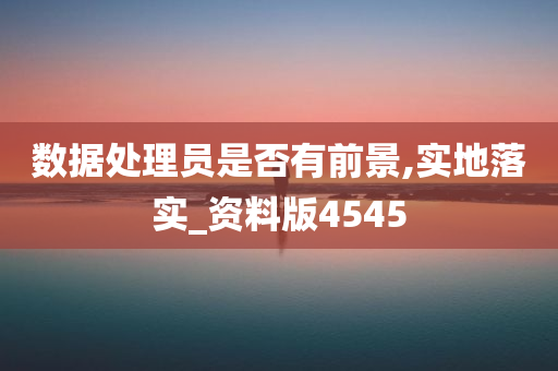 数据处理员是否有前景,实地落实_资料版4545