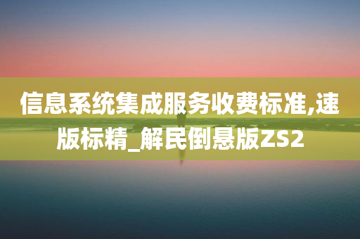 信息系统集成服务收费标准,速版标精_解民倒悬版ZS2