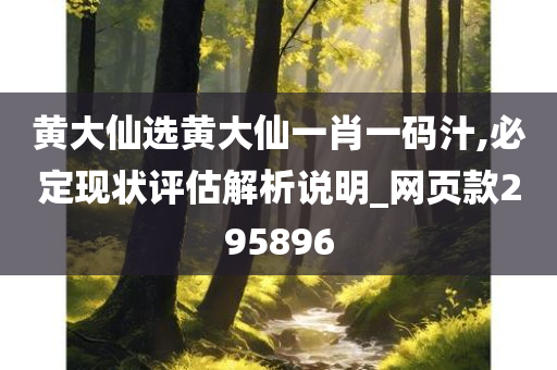 黄大仙选黄大仙一肖一码汁,必定现状评估解析说明_网页款295896