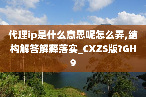 代理ip是什么意思呢怎么弄,结构解答解释落实_CXZS版?GH9