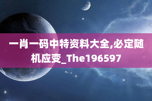 一肖一码中特资料大全,必定随机应变_The196597