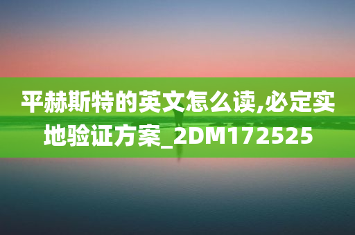 平赫斯特的英文怎么读,必定实地验证方案_2DM172525