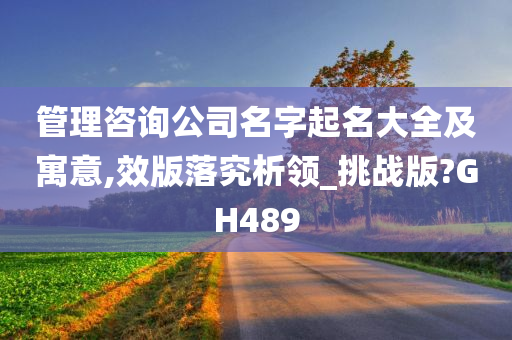 管理咨询公司名字起名大全及寓意,效版落究析领_挑战版?GH489