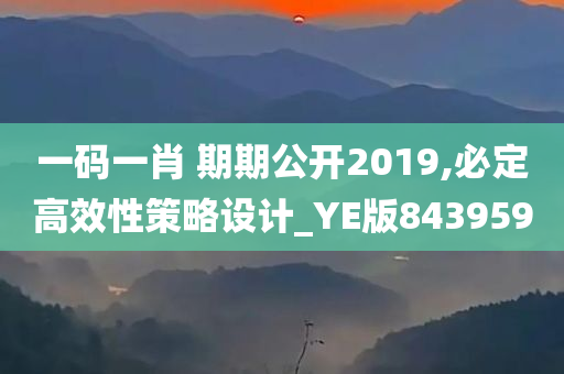 一码一肖 期期公开2019,必定高效性策略设计_YE版843959