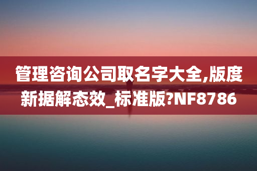 管理咨询公司取名字大全,版度新据解态效_标准版?NF8786