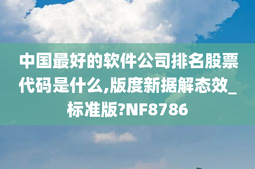 中国最好的软件公司排名股票代码是什么,版度新据解态效_标准版?NF8786