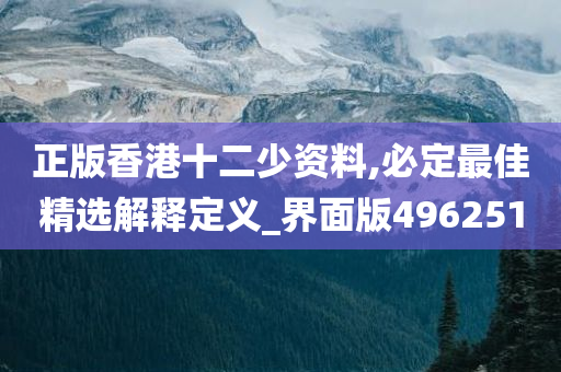 正版香港十二少资料,必定最佳精选解释定义_界面版496251