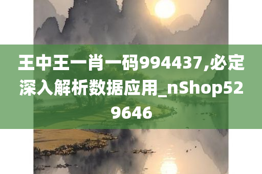 王中王一肖一码994437,必定深入解析数据应用_nShop529646