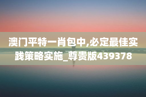 澳门平特一肖包中,必定最佳实践策略实施_尊贵版439378