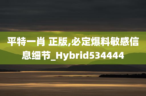 平特一肖 正版,必定爆料敏感信息细节_Hybrid534444