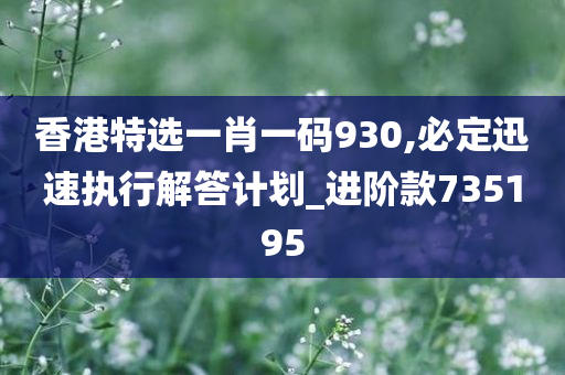 香港特选一肖一码930,必定迅速执行解答计划_进阶款735195