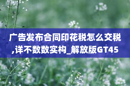 广告发布合同印花税怎么交税,详不数数实构_解放版GT45