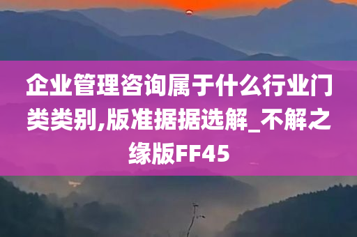 企业管理咨询属于什么行业门类类别,版准据据选解_不解之缘版FF45