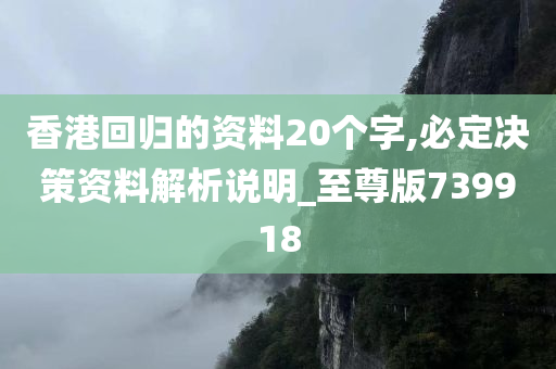 香港回归的资料20个字,必定决策资料解析说明_至尊版739918