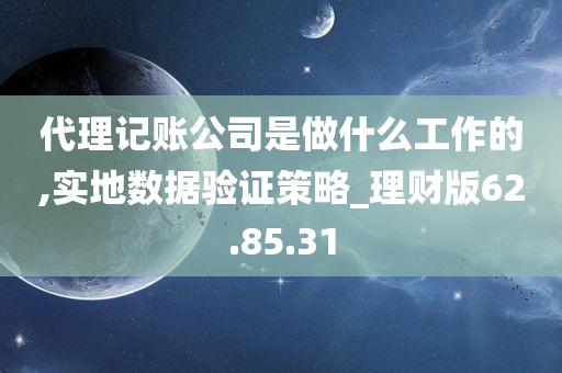 代理记账公司是做什么工作的,实地数据验证策略_理财版62.85.31