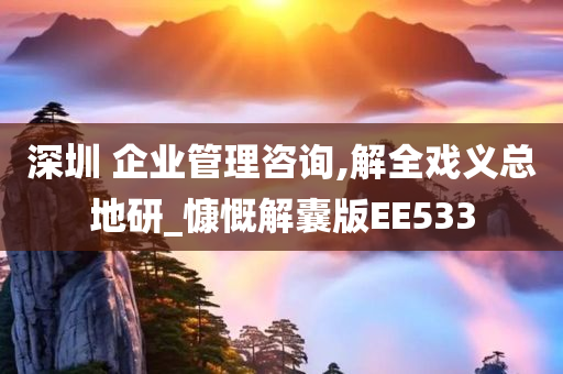 深圳 企业管理咨询,解全戏义总地研_慷慨解囊版EE533