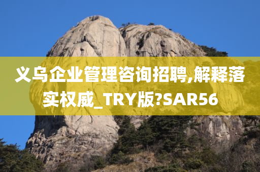 义乌企业管理咨询招聘,解释落实权威_TRY版?SAR56