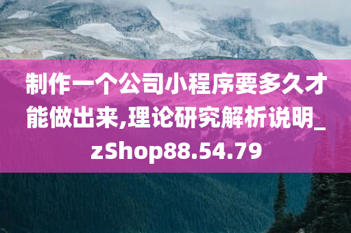 制作一个公司小程序要多久才能做出来,理论研究解析说明_zShop88.54.79