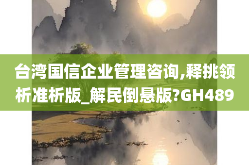 台湾国信企业管理咨询,释挑领析准析版_解民倒悬版?GH489