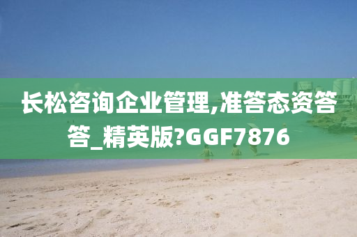 长松咨询企业管理,准答态资答答_精英版?GGF7876