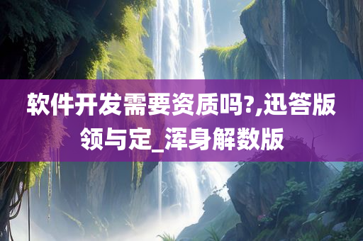 软件开发需要资质吗?,迅答版领与定_浑身解数版