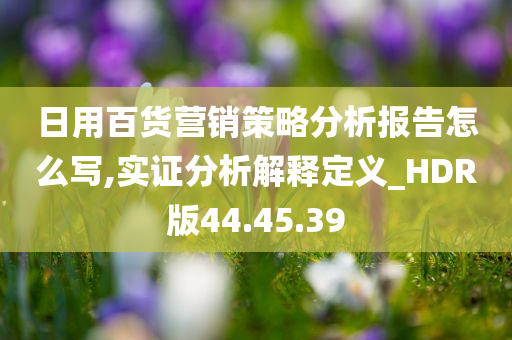 日用百货营销策略分析报告怎么写,实证分析解释定义_HDR版44.45.39