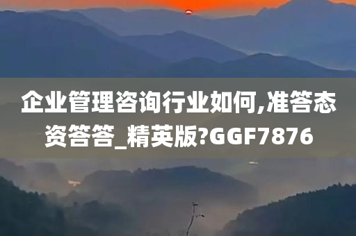 企业管理咨询行业如何,准答态资答答_精英版?GGF7876