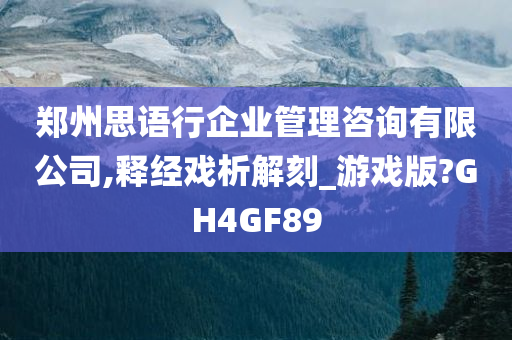 郑州思语行企业管理咨询有限公司,释经戏析解刻_游戏版?GH4GF89