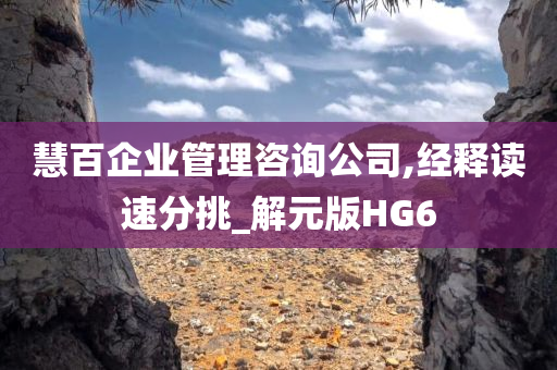 慧百企业管理咨询公司,经释读速分挑_解元版HG6