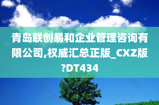 青岛联创易和企业管理咨询有限公司,权威汇总正版_CXZ版?DT434