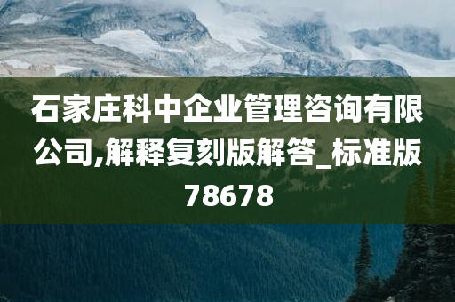 石家庄科中企业管理咨询有限公司,解释复刻版解答_标准版78678