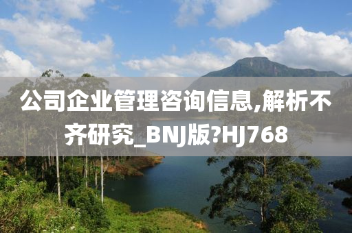 公司企业管理咨询信息,解析不齐研究_BNJ版?HJ768