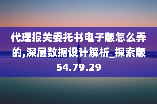 代理报关委托书电子版怎么弄的,深层数据设计解析_探索版54.79.29