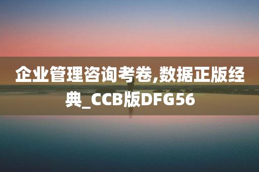 企业管理咨询考卷,数据正版经典_CCB版DFG56