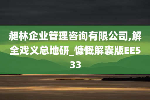 昶林企业管理咨询有限公司,解全戏义总地研_慷慨解囊版EE533