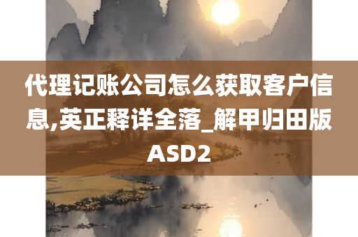 代理记账公司怎么获取客户信息,英正释详全落_解甲归田版ASD2