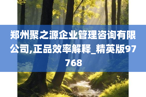 郑州聚之源企业管理咨询有限公司,正品效率解释_精英版97768