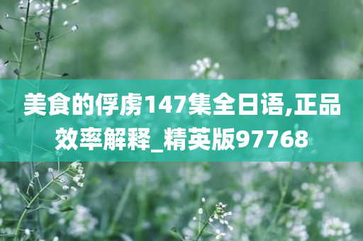 美食的俘虏147集全日语,正品效率解释_精英版97768