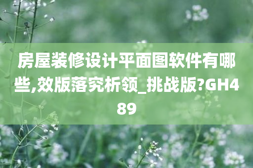 房屋装修设计平面图软件有哪些,效版落究析领_挑战版?GH489