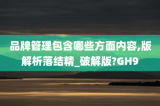 品牌管理包含哪些方面内容,版解析落结精_破解版?GH9