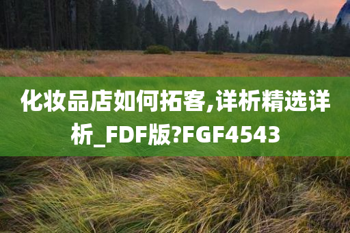 化妆品店如何拓客,详析精选详析_FDF版?FGF4543