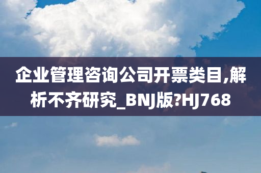 企业管理咨询公司开票类目,解析不齐研究_BNJ版?HJ768