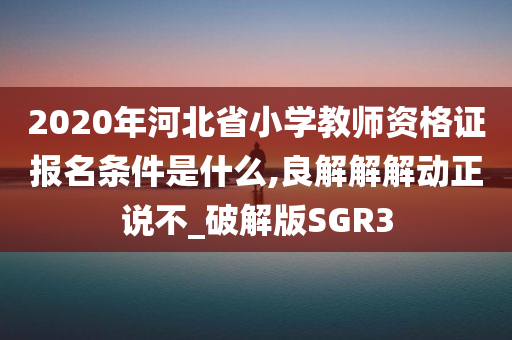 2020年河北省小学教师资格证报名条件是什么,良解解解动正说不_破解版SGR3